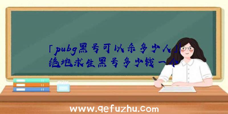 「pubg黑号可以杀多少人」|绝地求生黑号多少钱一个